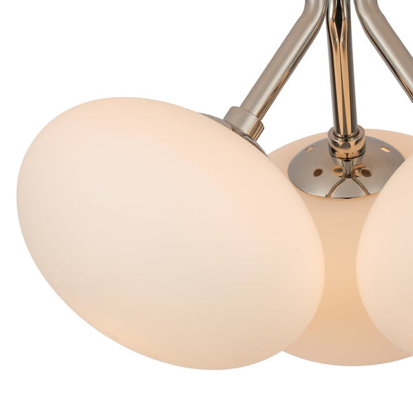 Chandelierias - Modern 3 - Light Semi - Flush Mount with Frosted Glass Globes - Semi Flush - Nickel - 3 Bulbs