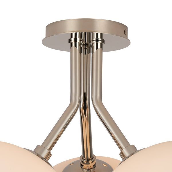 Chandelierias - Modern 3 - Light Semi - Flush Mount with Frosted Glass Globes - Semi Flush - Nickel - 3 Bulbs
