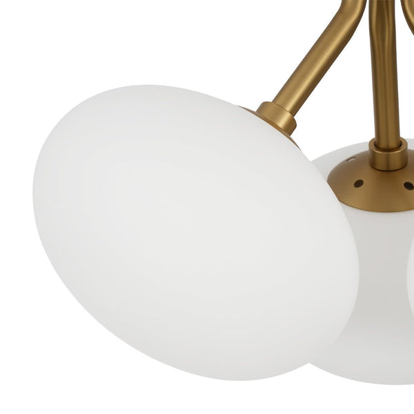 Chandelierias - Modern 3 - Light Semi - Flush Mount with Frosted Glass Globes - Semi Flush - Nickel - 3 Bulbs