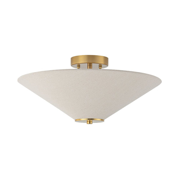 Chandelierias - Modern 3 - Light Umbrella - Shaped Linen Semi - Flush Mount - Semi Flush - Brass - 