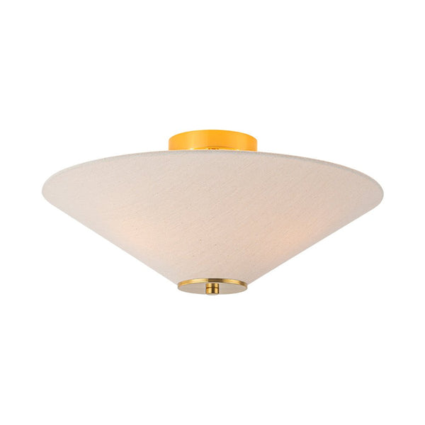 Chandelierias - Modern 3 - Light Umbrella - Shaped Linen Semi - Flush Mount - Semi Flush - Brass - 