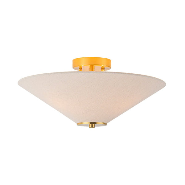 Chandelierias - Modern 3 - Light Umbrella - Shaped Linen Semi - Flush Mount - Semi Flush - Brass - 