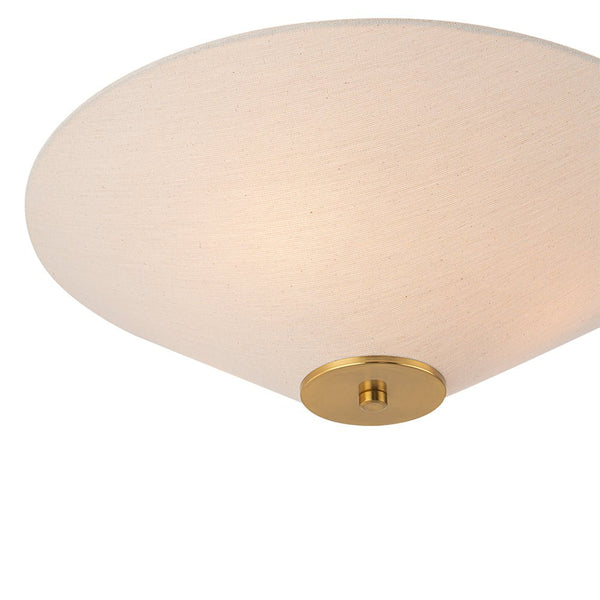Chandelierias - Modern 3 - Light Umbrella - Shaped Linen Semi - Flush Mount - Semi Flush - Brass - 