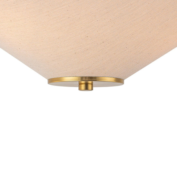Chandelierias - Modern 3 - Light Umbrella - Shaped Linen Semi - Flush Mount - Semi Flush - Brass - 