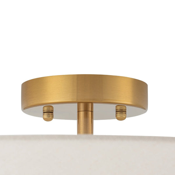 Chandelierias - Modern 3 - Light Umbrella - Shaped Linen Semi - Flush Mount - Semi Flush - Brass - 
