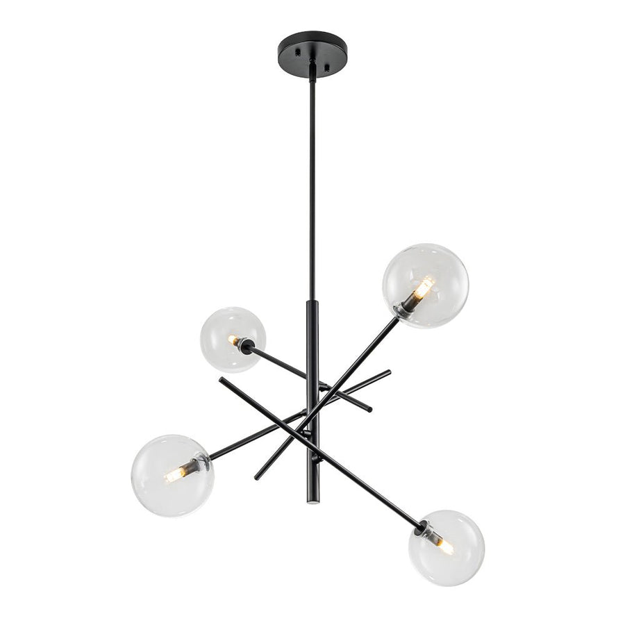 Chandelierias - Modern 4 - Light Clear Glass Globe Sputnik Mobile Chandelier - Chandeliers - Black - 