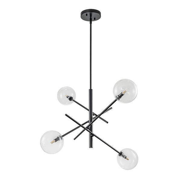 Chandelierias - Modern 4 - Light Clear Glass Globe Sputnik Mobile Chandelier - Chandeliers - Black - 