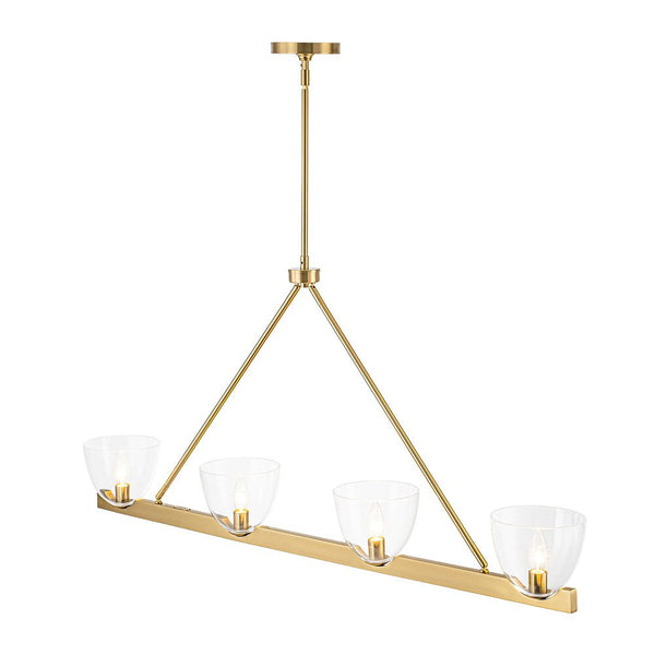 Chandelierias - Modern 4 - Light Clear Glass Long Dining Chandelier - Chandeliers - Brass - 