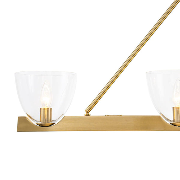 Chandelierias - Modern 4 - Light Clear Glass Long Dining Chandelier - Chandeliers - Brass - 