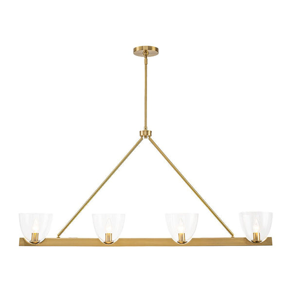 Chandelierias - Modern 4 - Light Clear Glass Long Dining Chandelier - Chandeliers - Brass - 