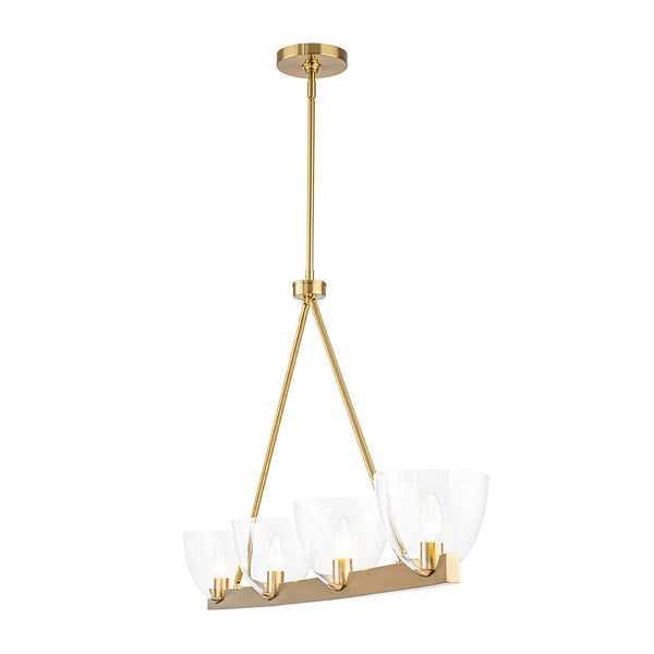Chandelierias - Modern 4 - Light Clear Glass Long Dining Chandelier - Chandeliers - Brass - 