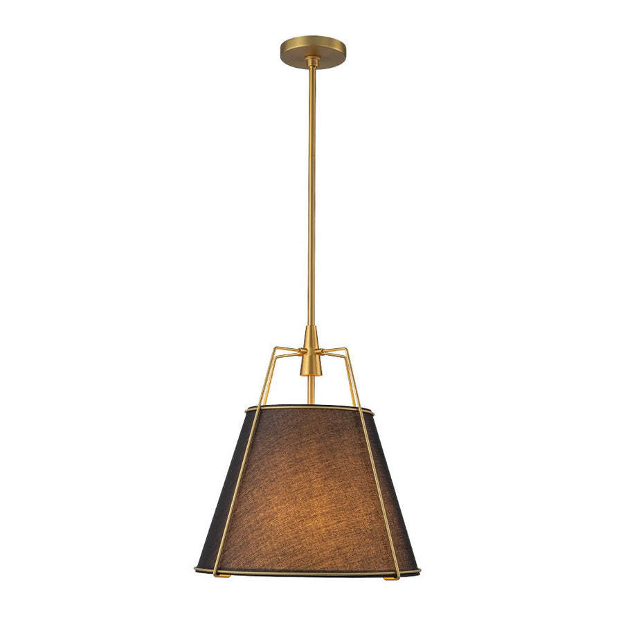 Chandelierias - Modern 4 - Light Fabric Conical Shade Pendant - Pendant - Black Shade & Gold Accents - 