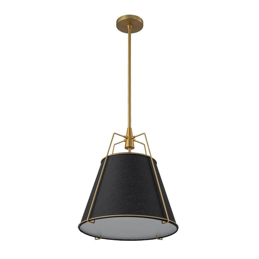 Chandelierias - Modern 4 - Light Fabric Conical Shade Pendant - Pendant - Black Shade & Gold Accents - 