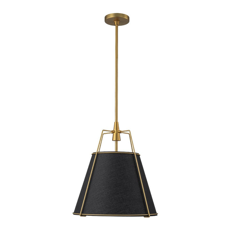 Chandelierias - Modern 4 - Light Fabric Conical Shade Pendant - Pendant - Black Shade & Gold Accents - 