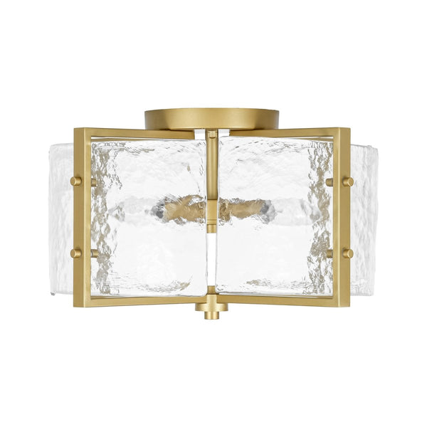 Chandelierias-Modern 4-Light Rippled Glass Drum Semi-Flush Mount-Semi Flush-Black-