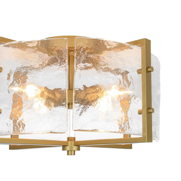 Chandelierias-Modern 4-Light Rippled Glass Drum Semi-Flush Mount-Semi Flush-Black-