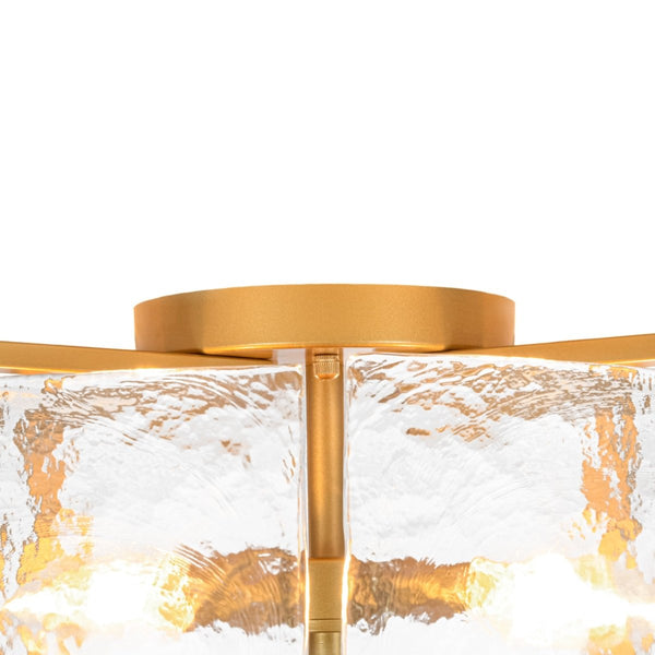 Chandelierias-Modern 4-Light Rippled Glass Drum Semi-Flush Mount-Semi Flush-Black-