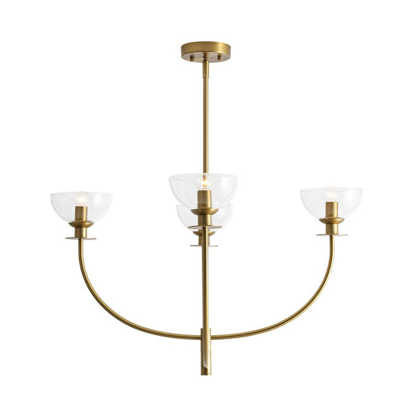 Chandelierias - Modern 4 - Light Staggered Arm Clear Bell Glass Chandelier - Chandelier - Brass - 