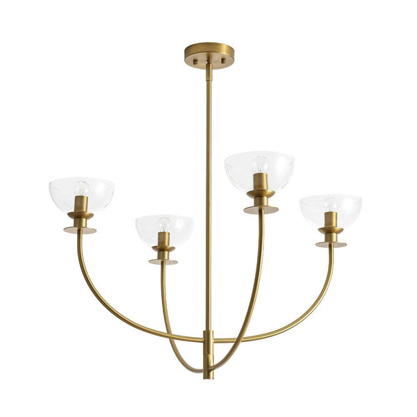 Chandelierias - Modern 4 - Light Staggered Arm Clear Bell Glass Chandelier - Chandelier - Brass - 