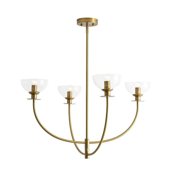 Chandelierias - Modern 4 - Light Staggered Arm Clear Bell Glass Chandelier - Chandelier - Brass - 