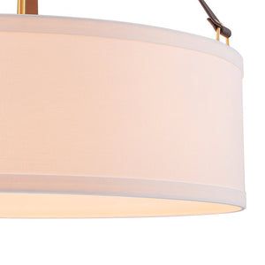 Chandelierias - Modern 4 - Light White Linen Shade Drum Pendant - Pendant - Brushed Brass - 