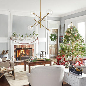 Chandelierias - Modern 4/6 - Light Clear Glass Globe Sputnik Mobile Chandelier - Chandeliers - Gold - 4 Bulbs