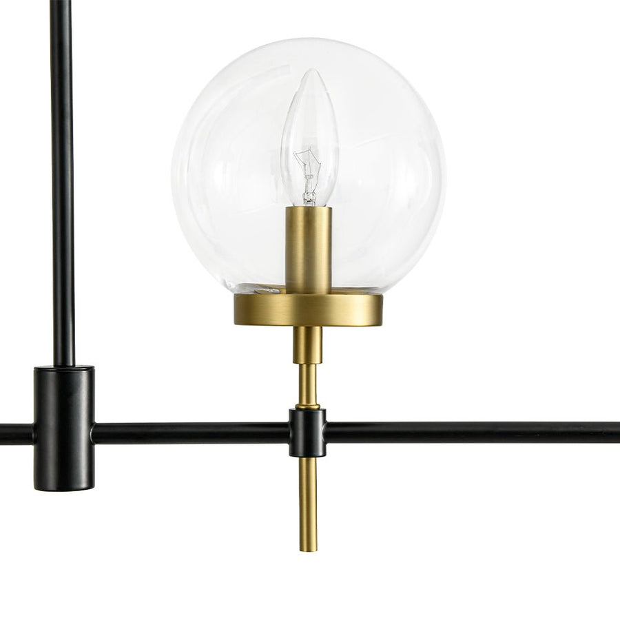 Chandelierias - Modern 5 - Light Clear Glass Linear Chandelier - Chandelier - Black & Brass - 