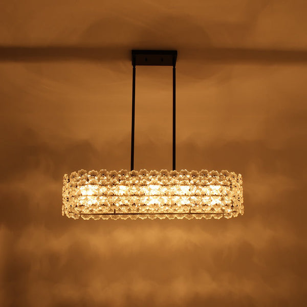 Chandelierias - Modern 5 - Light Dimmable Oblong Flower Glass Chandelier - Chandelier - Black - 