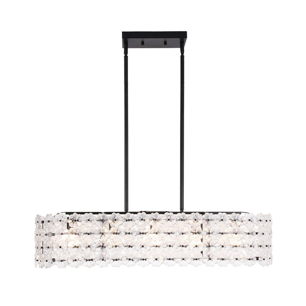 Chandelierias - Modern 5 - Light Dimmable Oblong Flower Glass Chandelier - Chandelier - Black - 