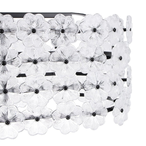 Chandelierias - Modern 5 - Light Dimmable Oblong Flower Glass Chandelier - Chandelier - Black - 