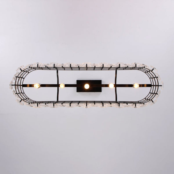 Chandelierias - Modern 5 - Light Dimmable Oblong Flower Glass Chandelier - Chandelier - Black - 