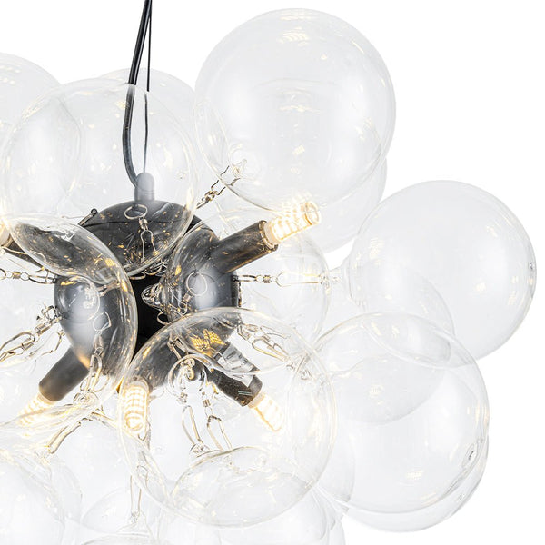 Chandelierias - Modern 6 - Light Clear Bubble Cluster Orb Chandelier - Chandeliers - Black - 