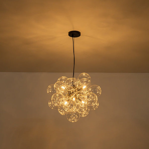 Chandelierias - Modern 6 - Light Clear Bubble Cluster Orb Chandelier - Chandeliers - Black - 