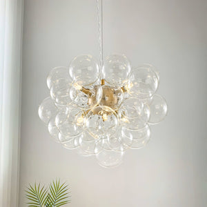 Chandelierias - Modern 6 - Light Clear Bubble Cluster Orb Chandelier - Chandeliers - Brass - 