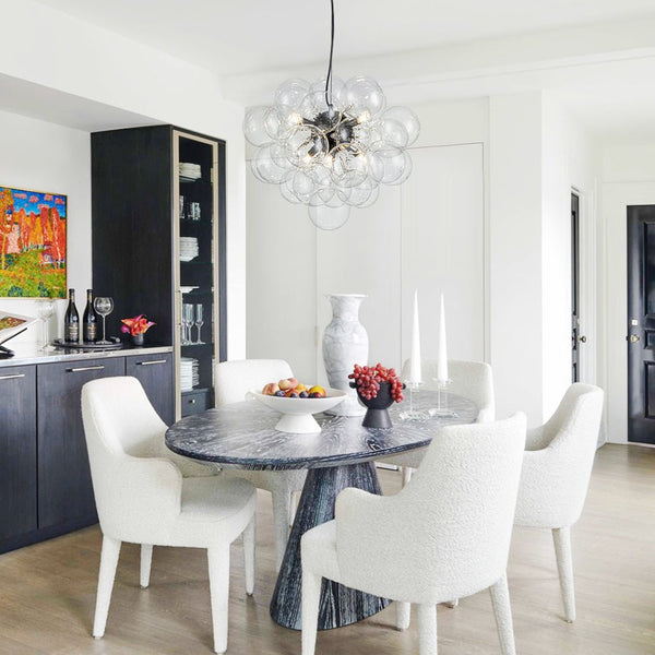 Chandelierias - Modern 6 - Light Clear Bubble Cluster Orb Chandelier - Chandeliers - Brass - 