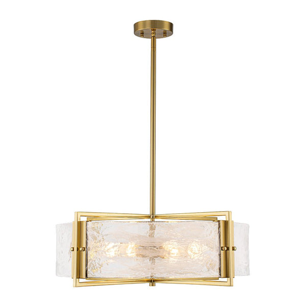 Chandelierias - Modern 6 - Light Cloud Glass Drum Pendant Chandelier - Chandeliers - 6 Bulbs - Gold