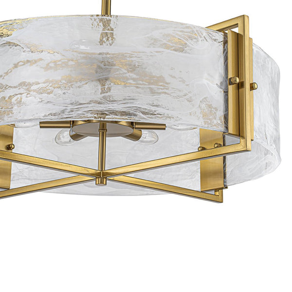 Chandelierias - Modern 6 - Light Cloud Glass Drum Pendant Chandelier - Chandeliers - 6 Bulbs - Gold