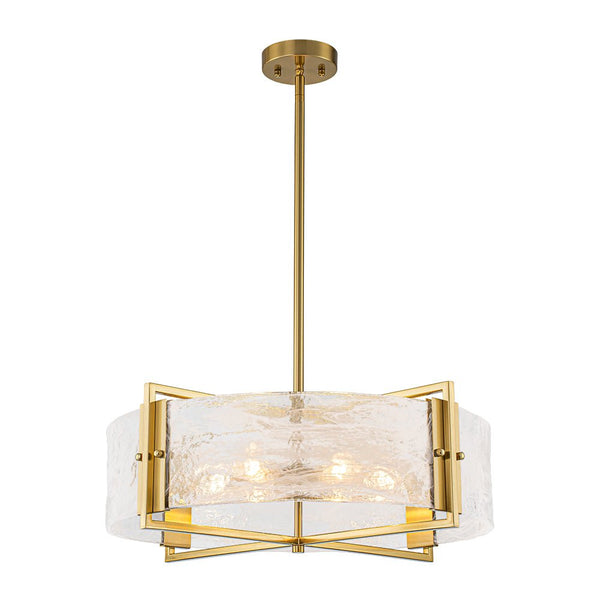 Chandelierias - Modern 6 - Light Cloud Glass Drum Pendant Chandelier - Chandeliers - 6 Bulbs - Gold