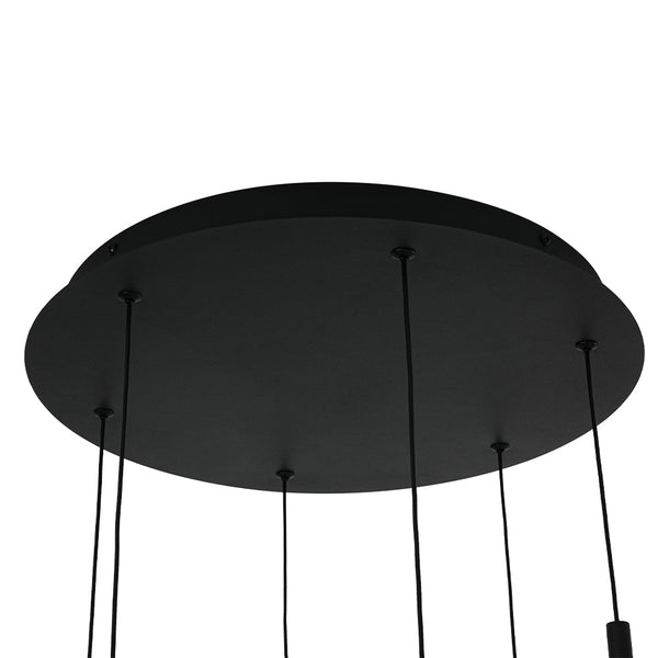 Chandelierias - Modern 6 - Light Ribbed Lantern Staircase Dimmable LED Pendant - Pendant - Matte Black - 
