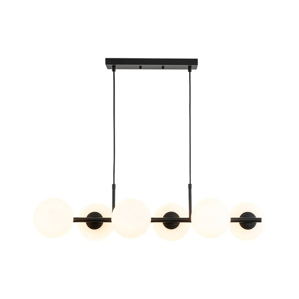 Chandelierias - Modern 6 - Light Staggered Matte Glass Globe Linear Chandelier - Chandeliers - Matte Black - 