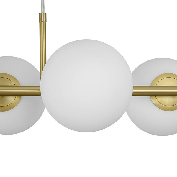 Chandelierias - Modern 6 - Light Staggered Matte Glass Globe Linear Chandelier - Chandeliers - Matte Black - 