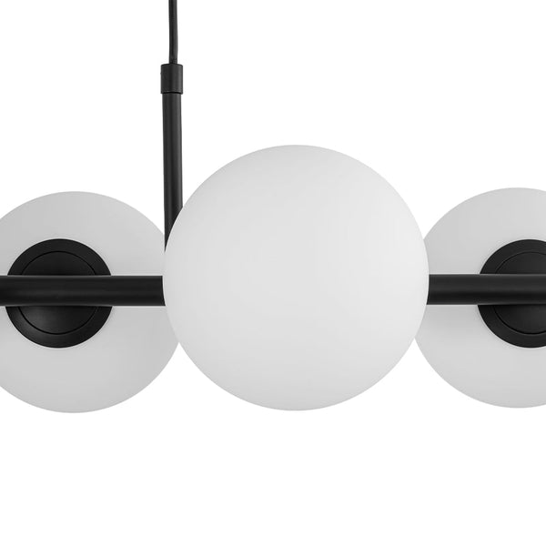 Chandelierias - Modern 6 - Light Staggered Matte Glass Globe Linear Chandelier - Chandeliers - Matte Black - 