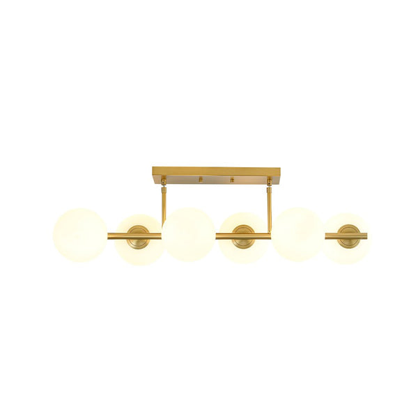 Chandelierias - Modern 6 - Light Staggered Matte Glass Globe Linear Chandelier - Chandeliers - Matte Black - 