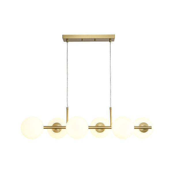 Chandelierias - Modern 6 - Light Staggered Matte Glass Globe Linear Chandelier - Chandeliers - Matte Black - 