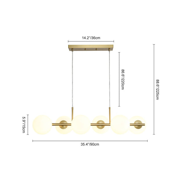 Chandelierias - Modern 6 - Light Staggered Matte Glass Globe Linear Chandelier - Chandeliers - Matte Black - 