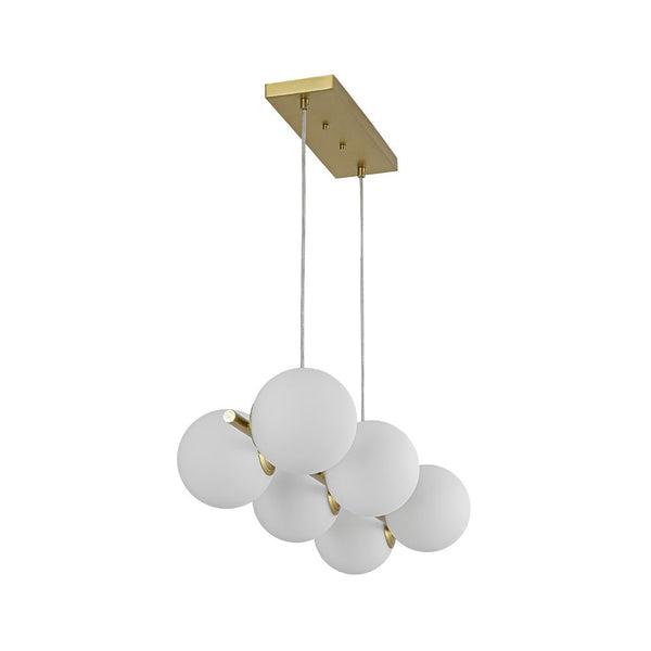 Chandelierias - Modern 6 - Light Staggered Matte Glass Globe Linear Chandelier - Chandeliers - Matte Black - 