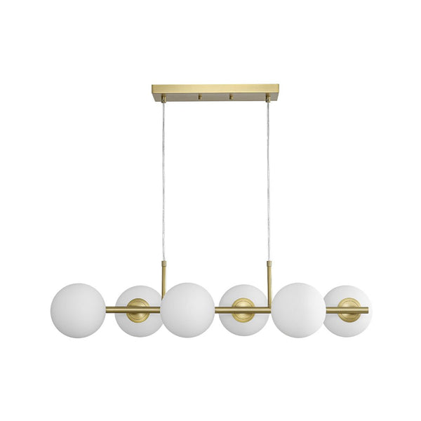 Chandelierias - Modern 6 - Light Staggered Matte Glass Globe Linear Chandelier - Chandeliers - Matte Black - 