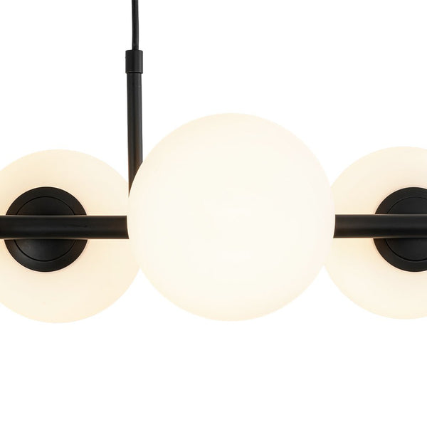 Chandelierias - Modern 6 - Light Staggered Matte Glass Globe Linear Chandelier - Chandeliers - Matte Black - 