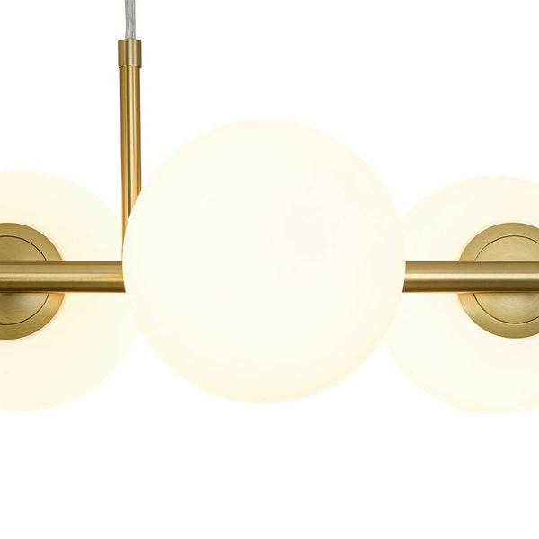 Chandelierias - Modern 6 - Light Staggered Matte Glass Globe Linear Chandelier - Chandeliers - Matte Black - 