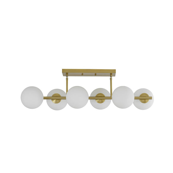 Chandelierias - Modern 6 - Light Staggered Matte Glass Globe Linear Chandelier - Chandeliers - Matte Black - 